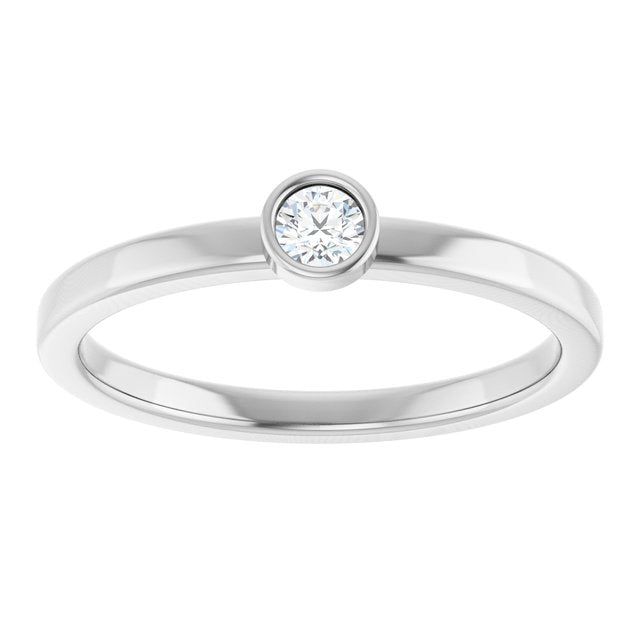 Rhodium-Plated Sterling Silver 3 mm Natural White Sapphire Ring
