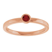14K Rose 3 mm Natural Mozambique Garnet Ring