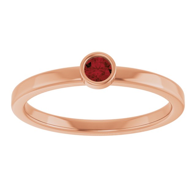 14K Rose 3 mm Natural Mozambique Garnet Ring