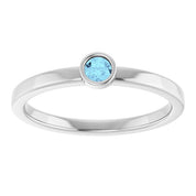 Platinum 3 mm Natural Aquamarine Ring