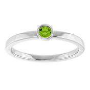 Platinum 3 mm Natural Peridot Ring