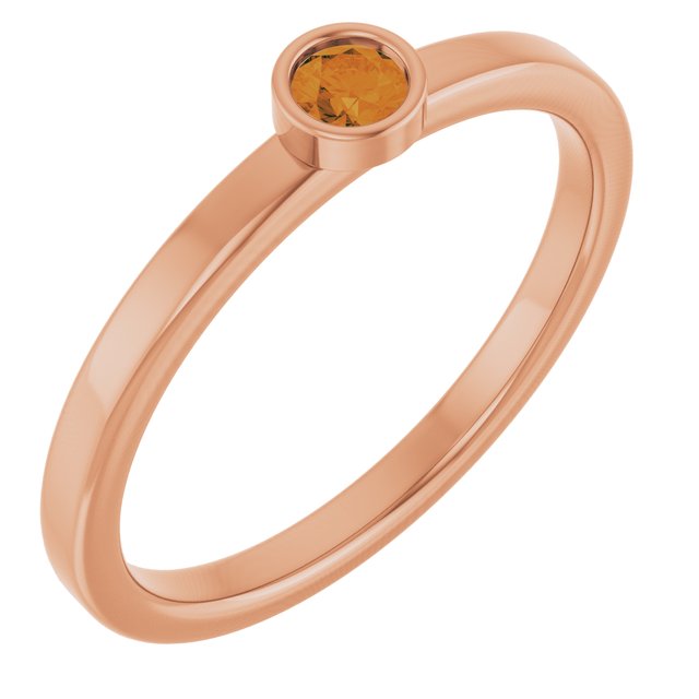 14K Rose 3 mm Natural Citrine Ring