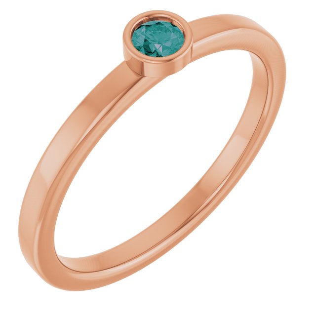 14K Rose 3 mm Lab-Grown Alexandrite Ring