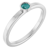 Rhodium-Plated Sterling Silver 3 mm Lab-Grown Alexandrite Ring