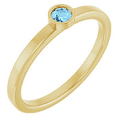 14K Yellow 3 mm Natural Aquamarine Ring
