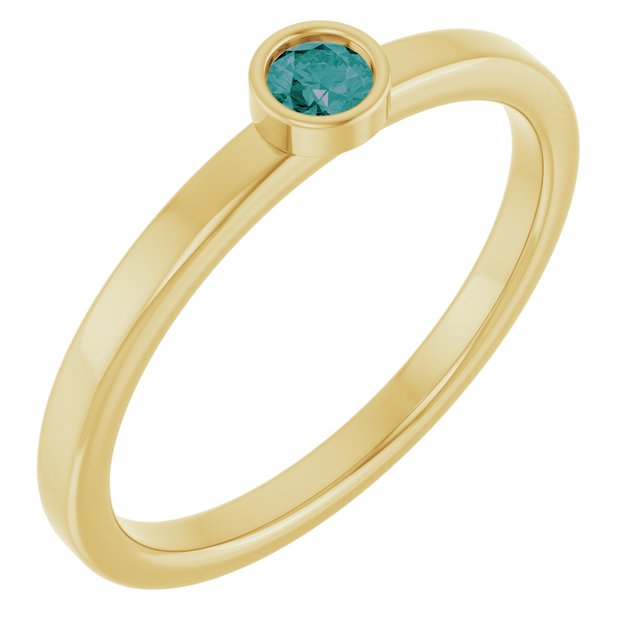 14K Yellow 3 mm Lab-Grown Alexandrite Ring