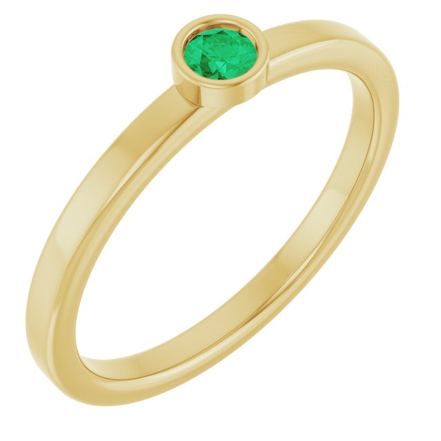 14K Yellow 3 mm Lab-Grown Emerald Ring