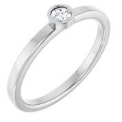 Rhodium-Plated Sterling Silver 3 mm Natural White Sapphire Ring