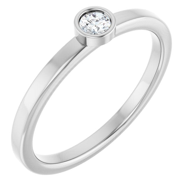 Rhodium-Plated Sterling Silver 3 mm Natural White Sapphire Ring