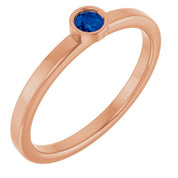 14K Rose 3 mm Lab-Grown Blue Sapphire Ring