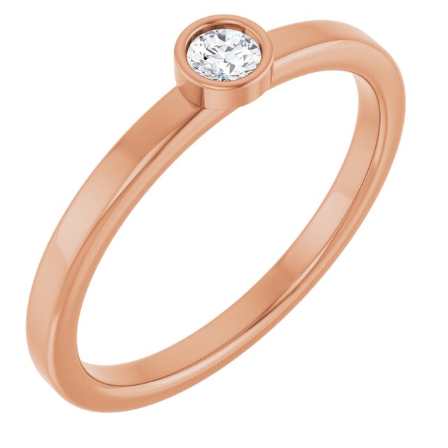 14K Rose 3 mm Natural White Sapphire Ring