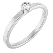 14K White 3 mm Natural White Sapphire Ring
