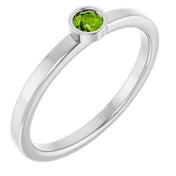 Platinum 3 mm Natural Peridot Ring