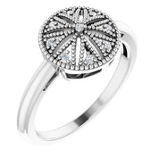 Sterling Silver .04 Natural Diamond Filigree Ring