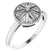 Sterling Silver .04 Natural Diamond Filigree Ring