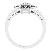 Sterling Silver .03 CTW Natural Diamond Filigree Ring