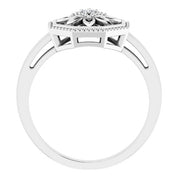Sterling Silver .03 CTW Natural Diamond Filigree Ring