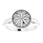 Sterling Silver .04 Natural Diamond Filigree Ring
