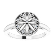 Sterling Silver .04 Natural Diamond Filigree Ring