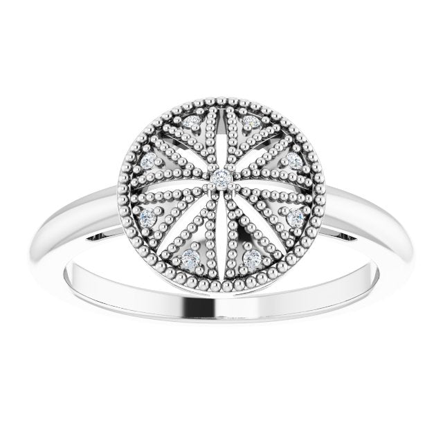 Sterling Silver .04 Natural Diamond Filigree Ring