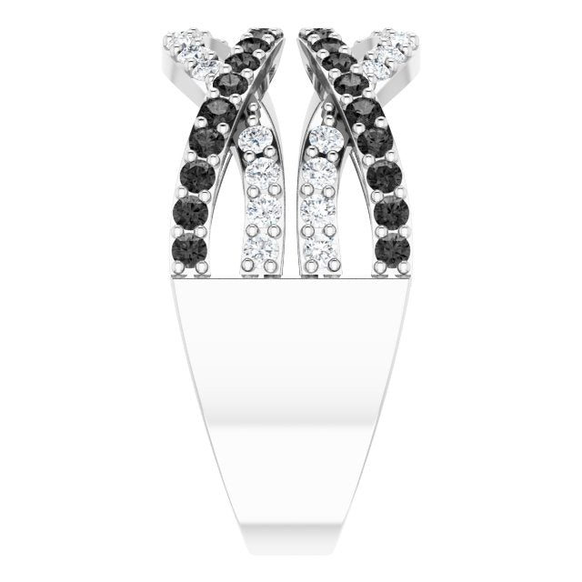 14K White 1 CTW Natural Black & White Diamond Ring