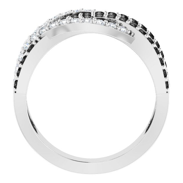 14K White 1 CTW Natural Black & White Diamond Ring