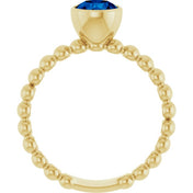 14K Yellow Natural Blue Sapphire Family Beaded Stackable Ring