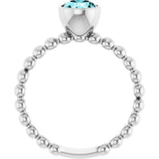 Sterling Silver Natural Blue Zircon Family Beaded Stackable Ring