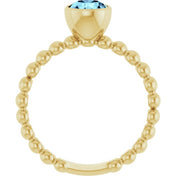 14K Yellow Natural Aquamarine Family Beaded Stackable Ring