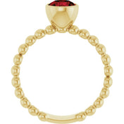 14K Yellow Natural Mozambique Garnet Family Beaded Stackable Ring