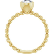 14K Yellow Natural White Sapphire Family Beaded Stackable Ring