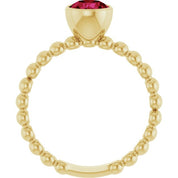 14K Yellow Lab-Grown Ruby Family Beaded Stackable Ring