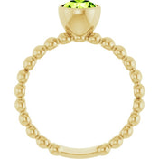 14K Yellow Natural Peridot Family Beaded Stackable Ring