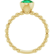 14K Yellow Lab-Grown Emerald Family Beaded Stackable Ring