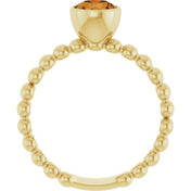 14K Yellow Natural Citrine Family Beaded Stackable Ring