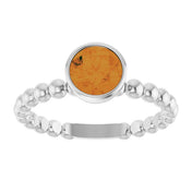 Sterling Silver Natural Citrine Family Beaded Stackable Ring
