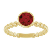 14K Yellow Natural Mozambique Garnet Family Beaded Stackable Ring