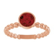 14K Rose Natural Mozambique Garnet Family Beaded Stackable Ring