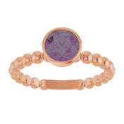 14K Rose Lab-Grown Alexandrite Family Beaded Stackable Ring