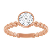 14K Rose 9/10 CTW Natural Diamond Family Beaded Stackable Ring
