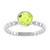 Sterling Silver Natural Peridot Family Beaded Stackable Ring
