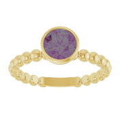 14K Yellow Lab-Grown Alexandrite Family Beaded Stackable Ring