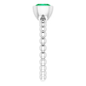 14K White Lab-Grown Emerald Family Stackable Ring