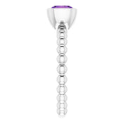14K White Natural Amethyst Family Stackable Ring