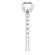 14K White Natural Amethyst Family Stackable Ring