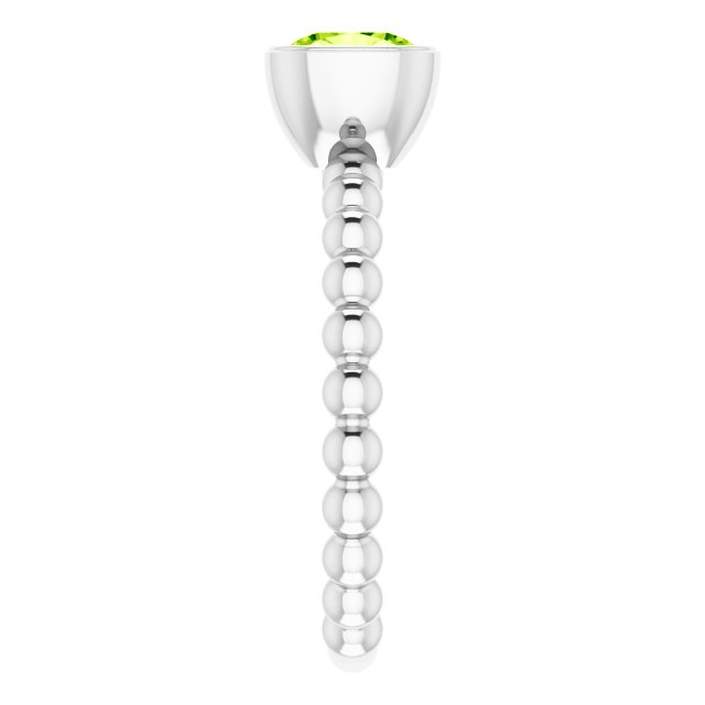 14K White Natural Peridot Family Stackable Ring