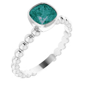 14K White Lab-Grown Alexandrite Family Stackable Ring
