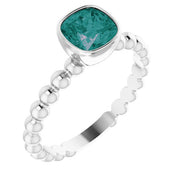 14K White Lab-Grown Alexandrite Family Stackable Ring