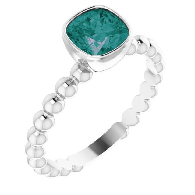 14K White Lab-Grown Alexandrite Family Stackable Ring