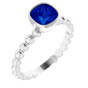 14K White Lab-Grown Blue Sapphire Family Stackable Ring